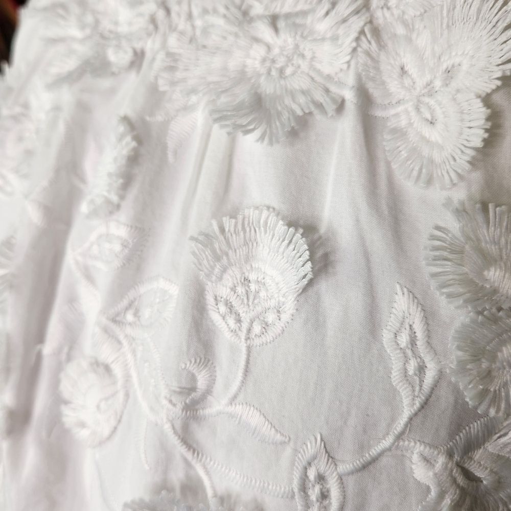 Ann Taylor White High Neck Halter Floral Applique' Mini A Line Dress Size M/L - Picture 10 of 12